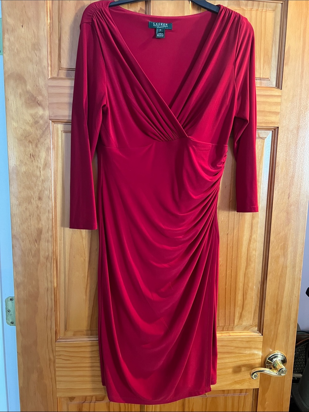 Red Faux Wrap Dress Size 10